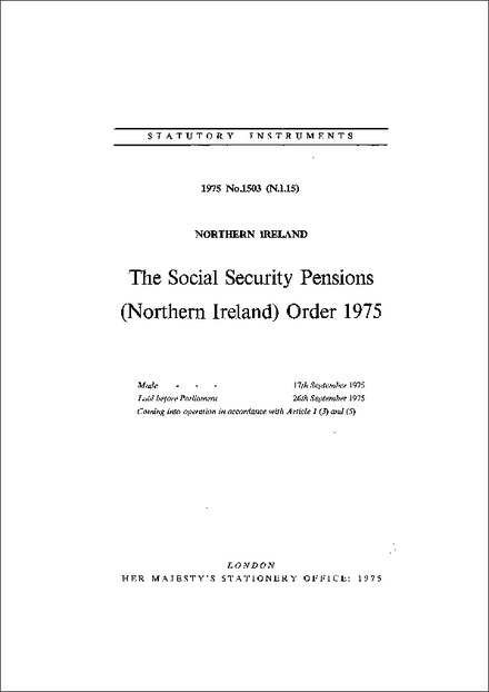 The Social Security Pensions (Northern Ireland) Order 1975