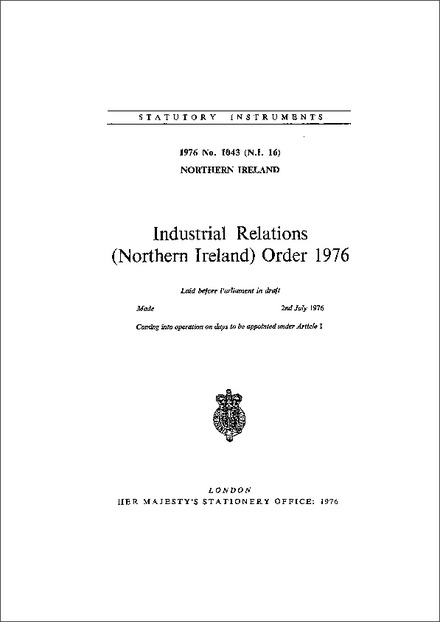 Industrial Relations (Northern Ireland) Order 1976