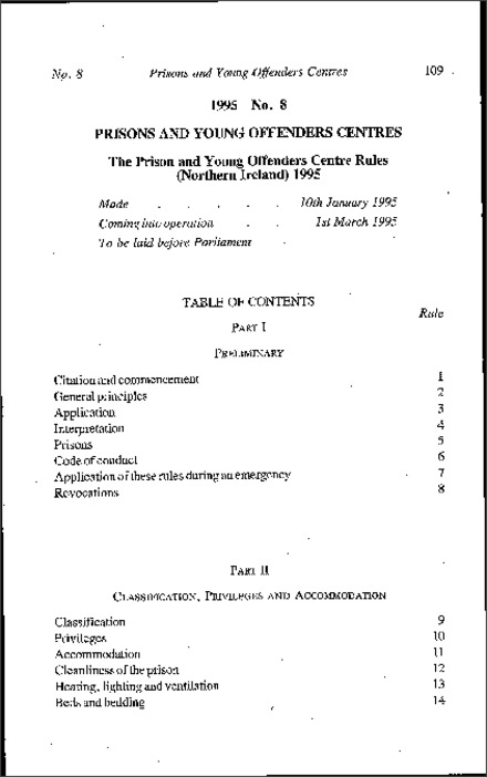 The Prison and Young Offenders Centre Rules (Northern Ireland) 1995