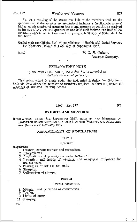 The Weights and Measures Regulations (NI) 1967