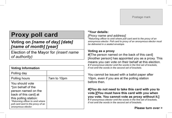 Proxy poll card (front)