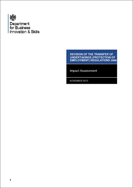 Impact Assessment to The Collective Redundancies and Transfer of Undertakings (Protection of Employment) (Amendment) Regulations 2014