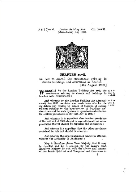 London Building Acts (Amendment) Act 1939