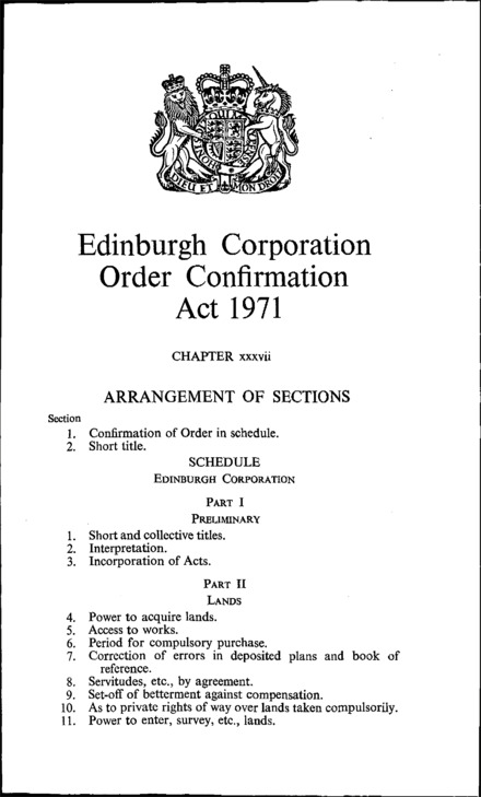 Edinburgh Corporation Order Confirmation Act 1971