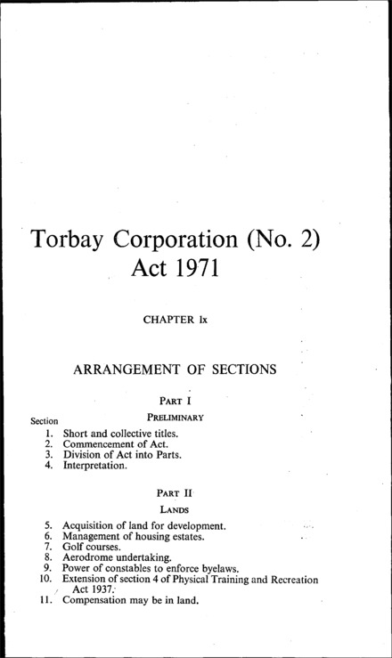 Torbay Corporation (No. 2) Act 1971