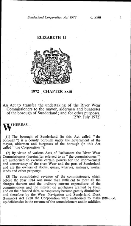 Sunderland Corporation Act 1972