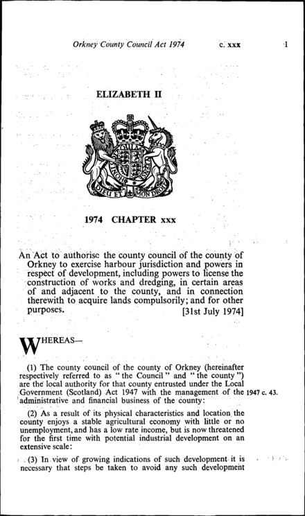 Orkney County Council Act 1974