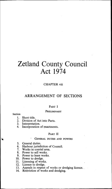 Zetland County Council Act 1974