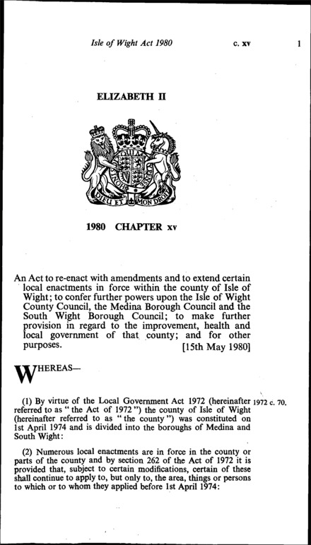 Isle of Wight Act 1980