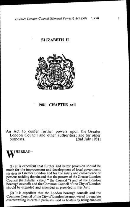 Greater London Council (General Powers) Act 1981