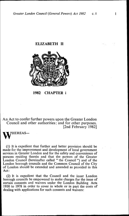 Greater London Council (General Powers) Act 1982