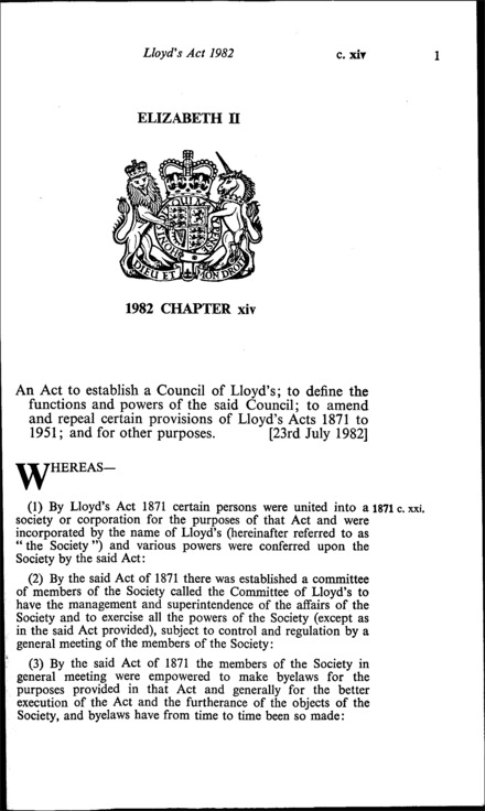 Lloyd's Act 1982
