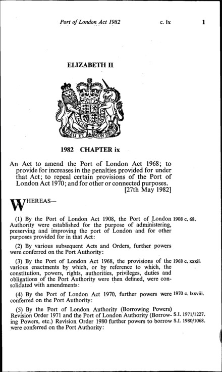 Port of London Act 1982