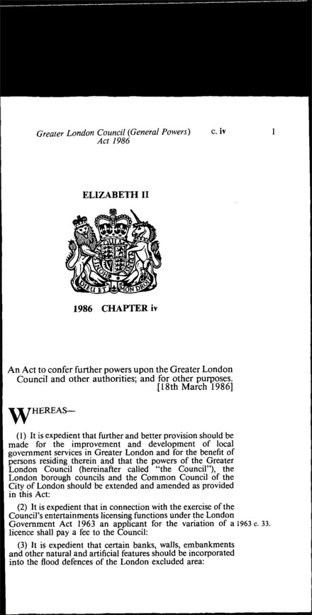 Greater London Council (General Powers) Act 1986