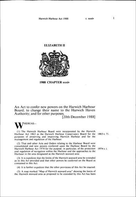 Harwich Harbour Act 1988