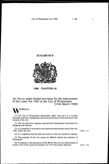 City of Westminster Act 1988