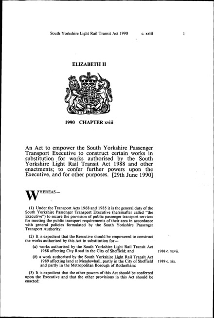 South Yorkshire Light Rail Transit Act 1990