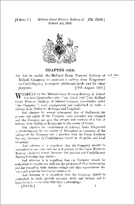 Midland Great Western Railway of Ireland Act 1903