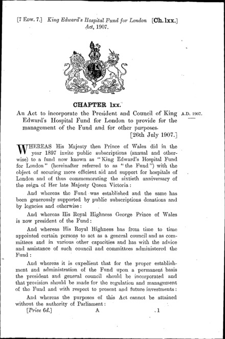 King Edward's Hospital Fund for London Act 1907
