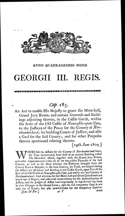Northumberland Gaol and Courts of Justice Act 1809