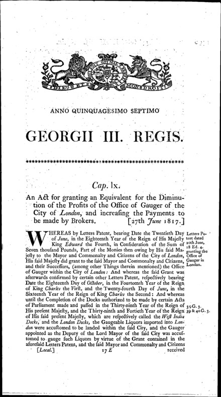 City of London Gauger Act 1817