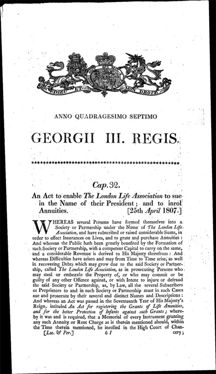 London Life Association Act 1807