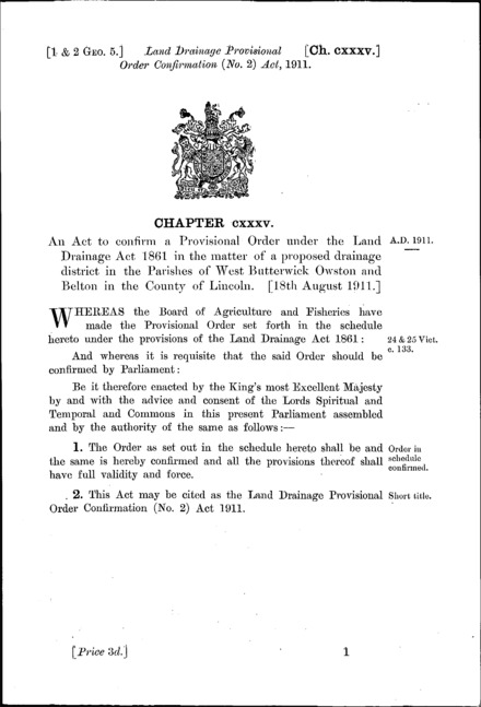 Land Drainage Provisional Order Confirmation (No. 2) Act 1911