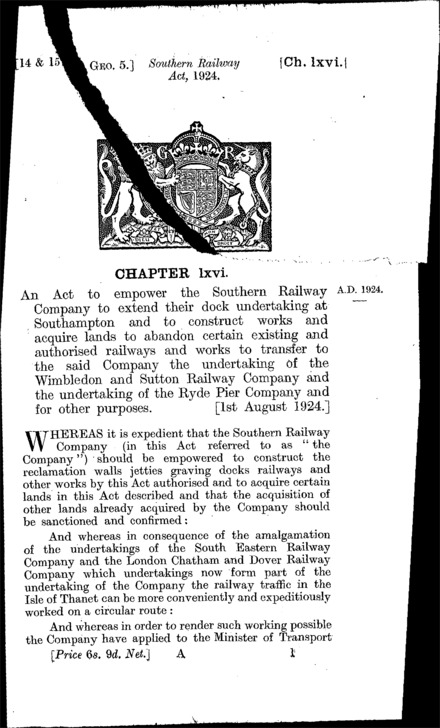Southern Railway Act 1924
