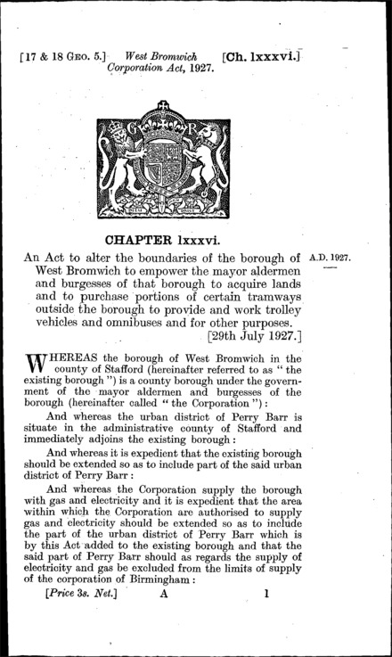 West Bromwich Corporation Act 1927