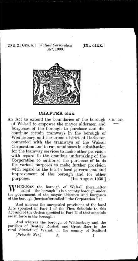 Walsall Corporation Act 1930