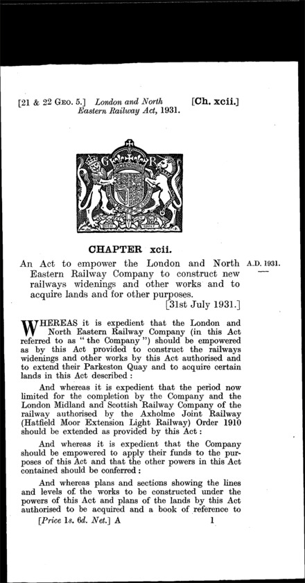 London and North Eastern Railway Act 1931
