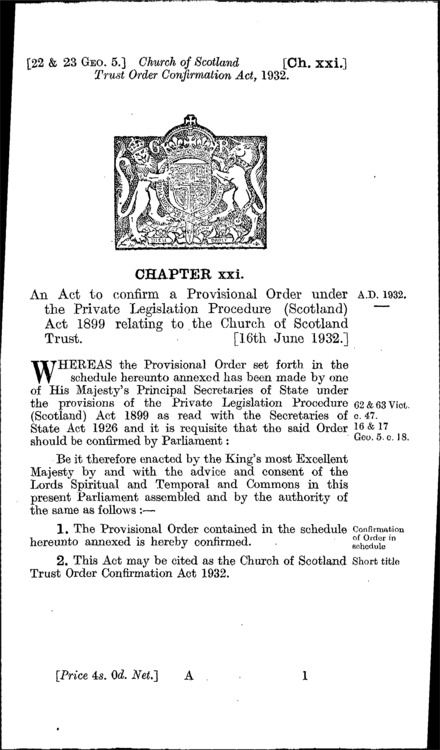 Church of Scotland Trust Order Confirmation Act 1932