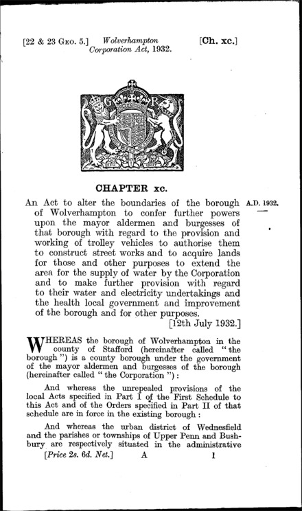 Wolverhampton Corporation Act 1932