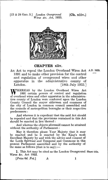 London Overground Wires, etc. Act 1933