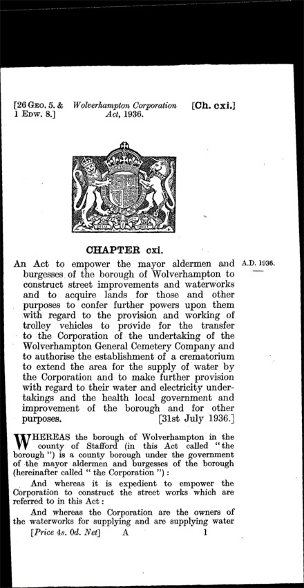 Wolverhampton Corporation Act 1936