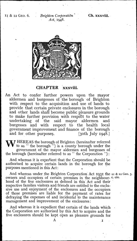 Brighton Corporation Act 1948