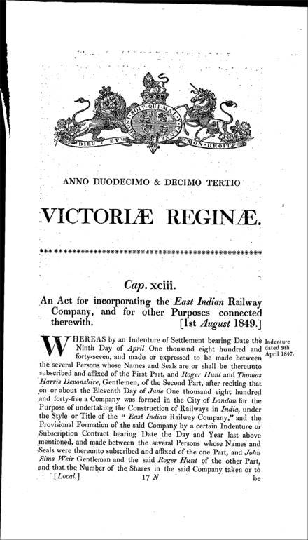 East Indian Railway Act 1849