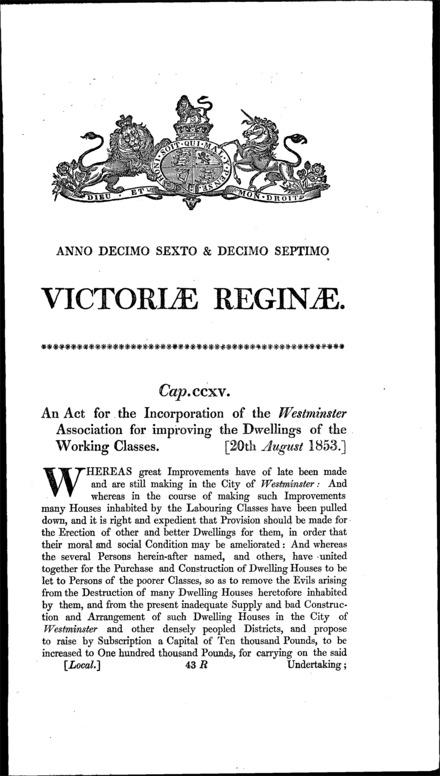 Westminster Improvement Association Act 1853