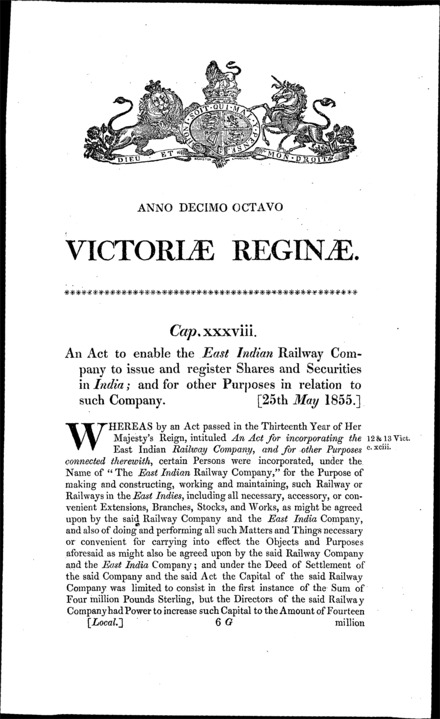 East Indian Railway Act 1855