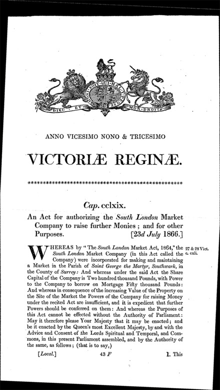 South London Market Act 1866