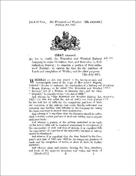 The Waterford and Wexford Railway Act 1871