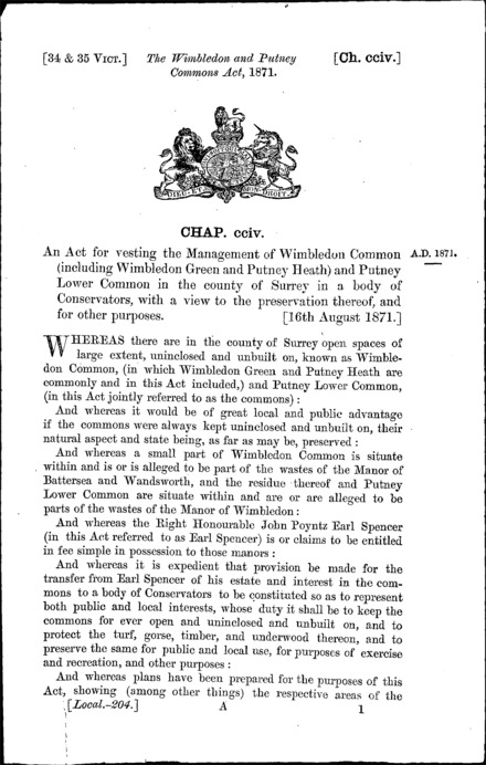 Wimbledon and Putney Commons Act 1871