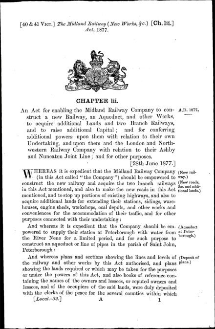 Midland Railway (New Works, &c.) Act 1877