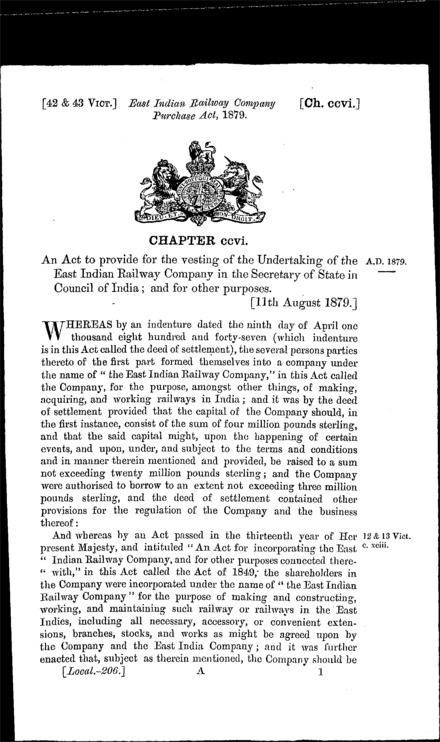 East Indian Railway Company Purchase Act 1879