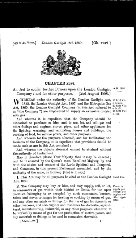 London Gaslight Act 1880