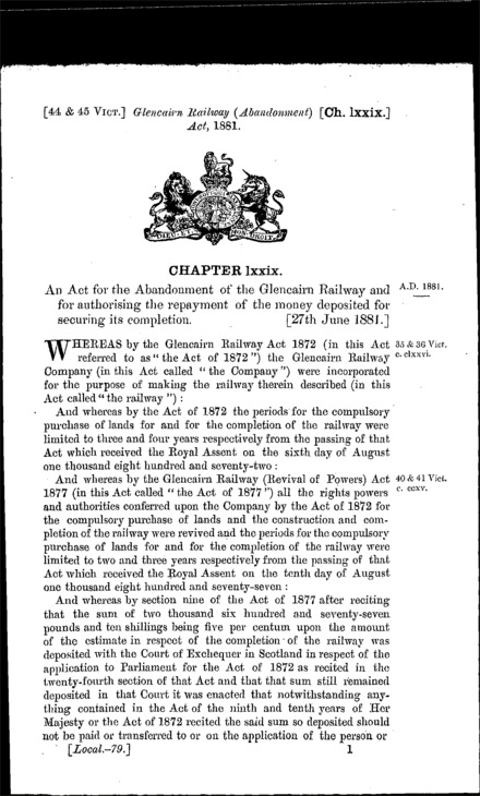 Glencairn Railway (Abandonment) Act 1881