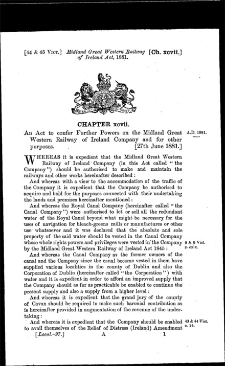 Midland Great Western Railway of Ireland Act 1881