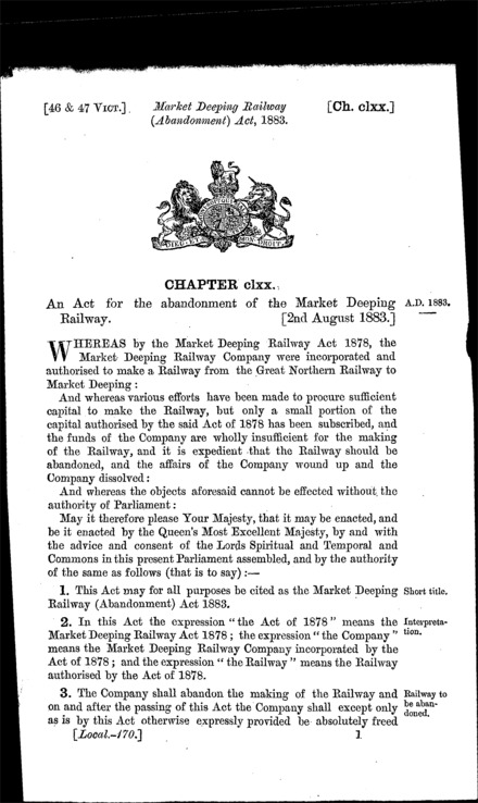 Market Deeping Railway (Abandonment) Act 1883