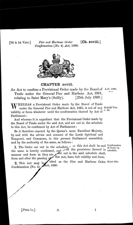 Pier and Harbour Order Confirmation (No. 4) Act 1890