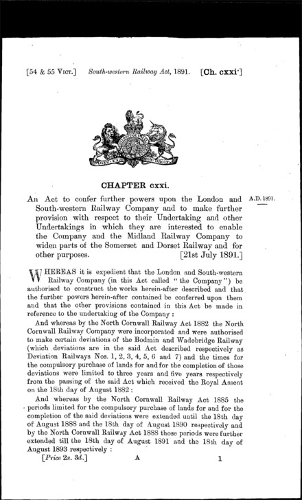 South Western Railway Act 1891